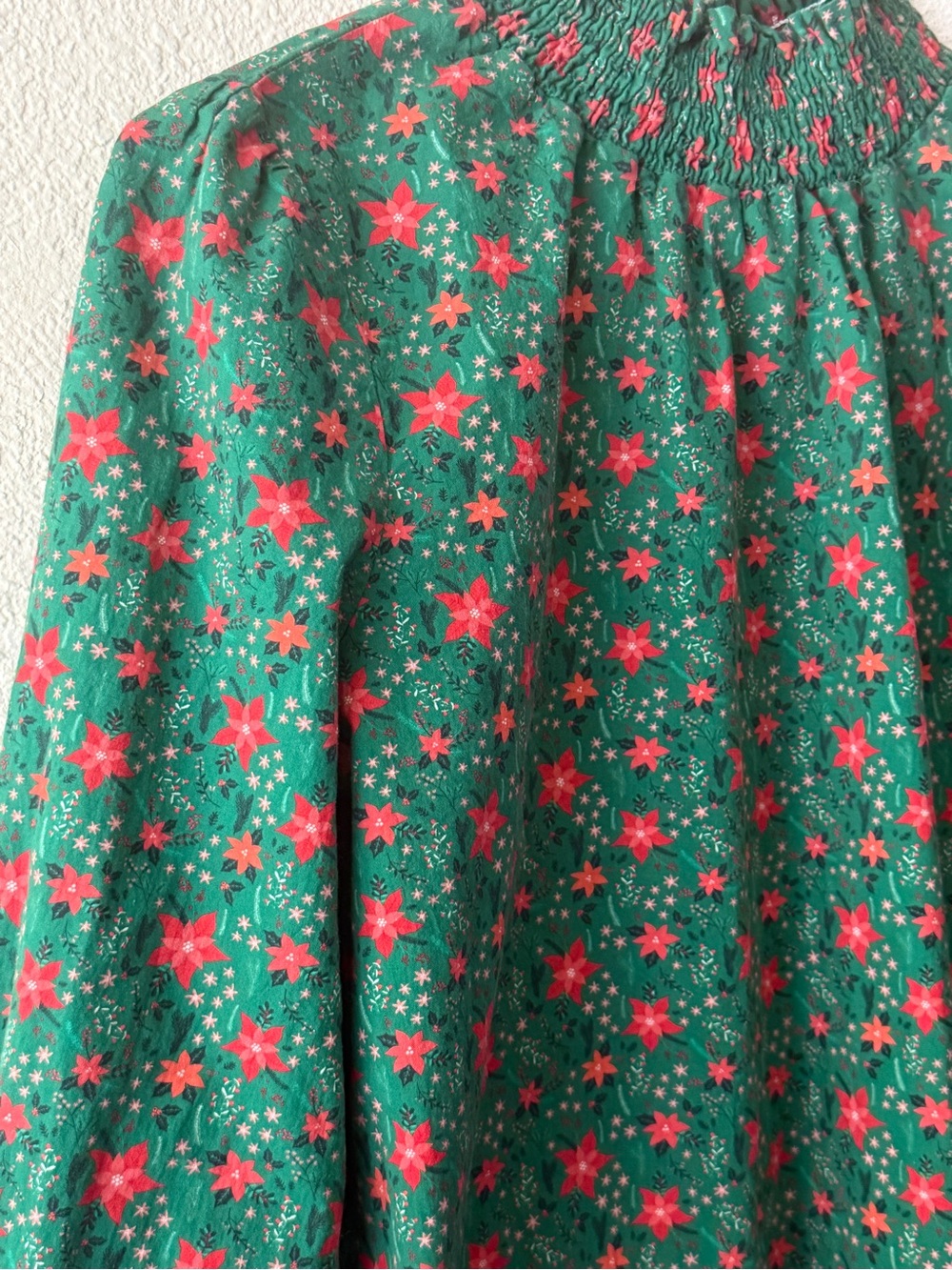 Shop The Mint Green Floral Smocked Top size Medium - Picture 6 of 9